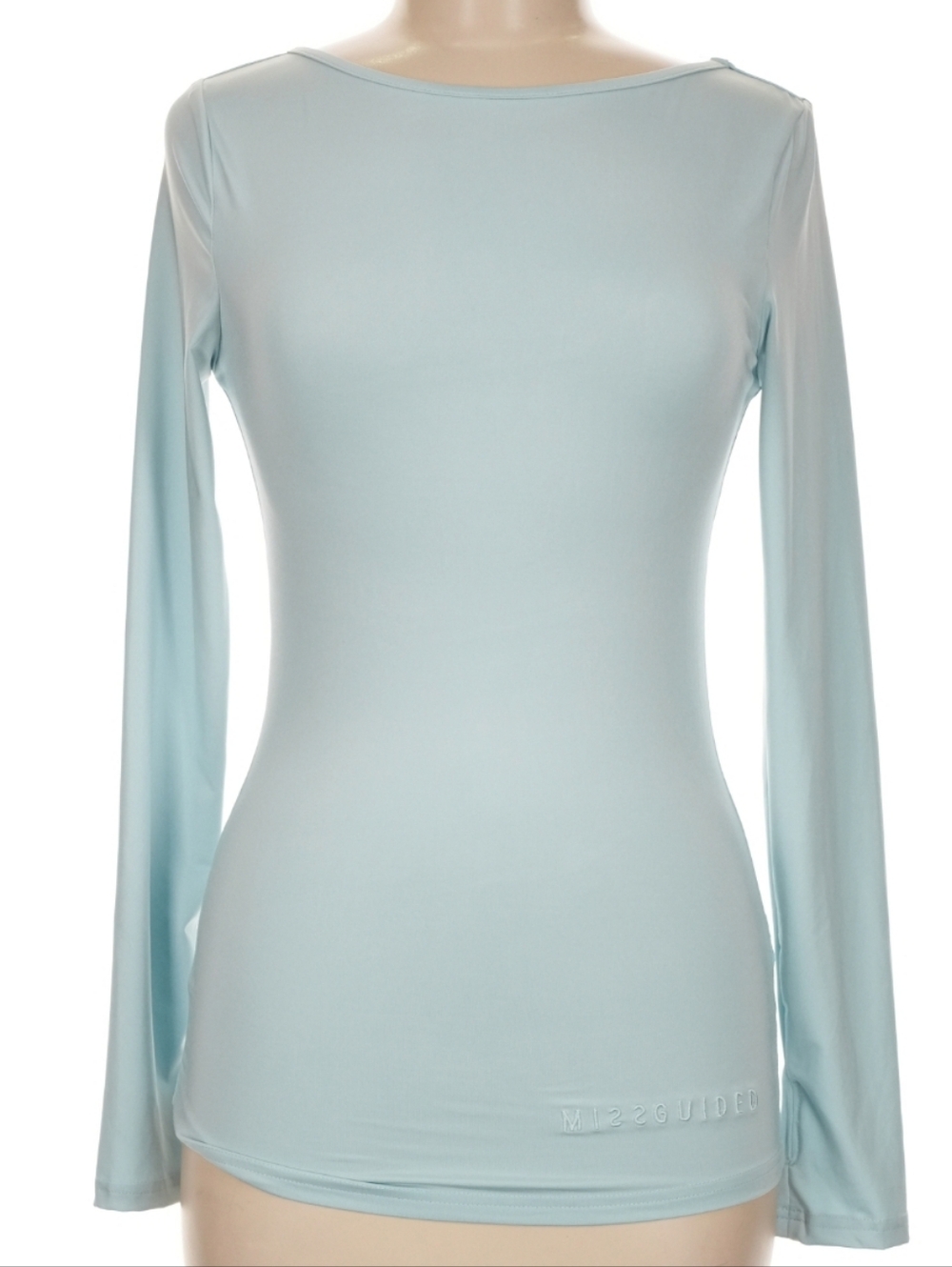 Missguided Slim Fit Long Sleeve T-Shirt, M, Baby Blue
